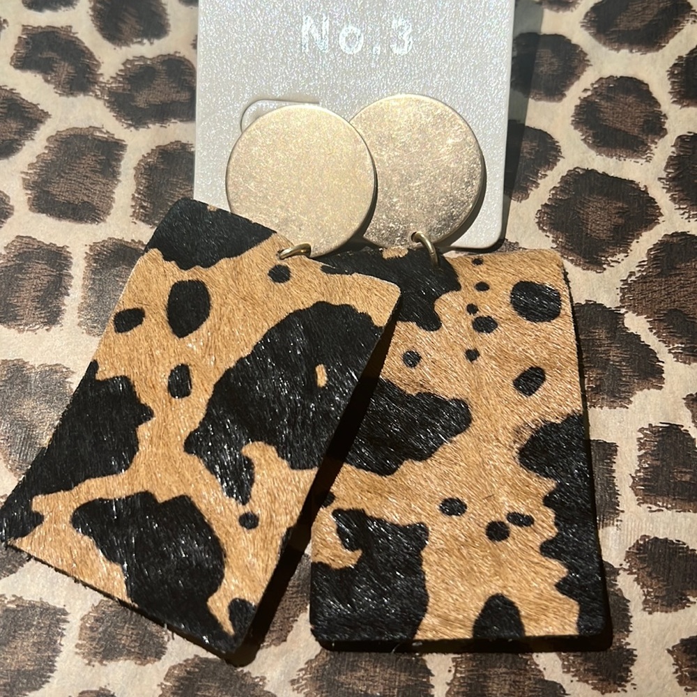 Ava Brown cow print earrings